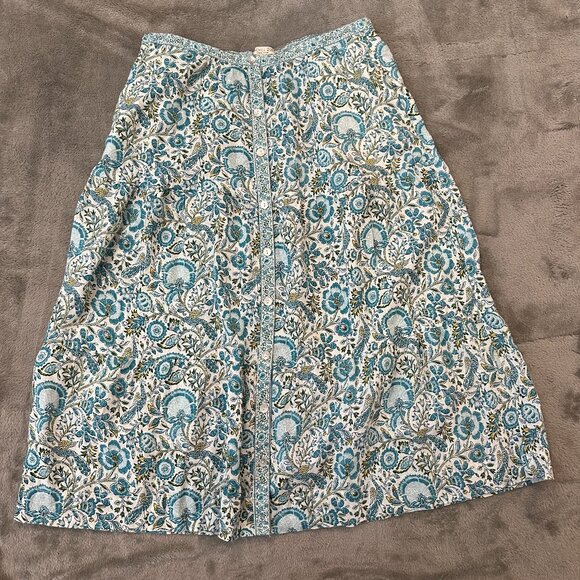 Rachel Zoe 100% Linen Button Front Pull On Midi Skirt Women's MEDIUM Blue - Picture 1 of 5